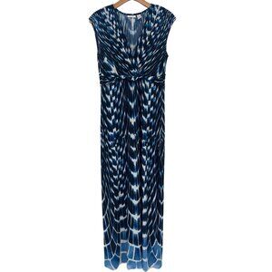 Chico’s 1 Women’s maxi dress Blue Reptile Madeline  Midnight knit v neck